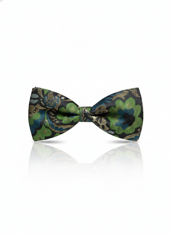 Multicolor Silk Bow Tie – Blue, Green, Golden & Black – Formal Men’s Accessory