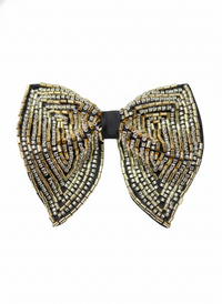Hand-Embroidered Gold & Silver Butterfly Bow Tie view 1