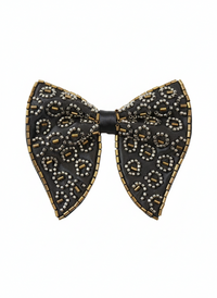 Men’s Black & Gold Beaded Embroidered Bow Tie view 1