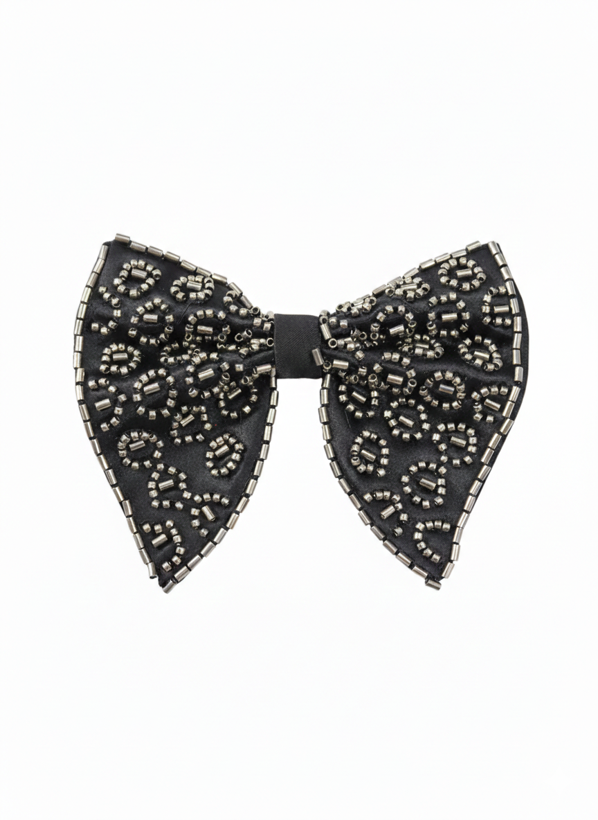 Men's Ornate Hand-Embroidered Beaded Bow Tie