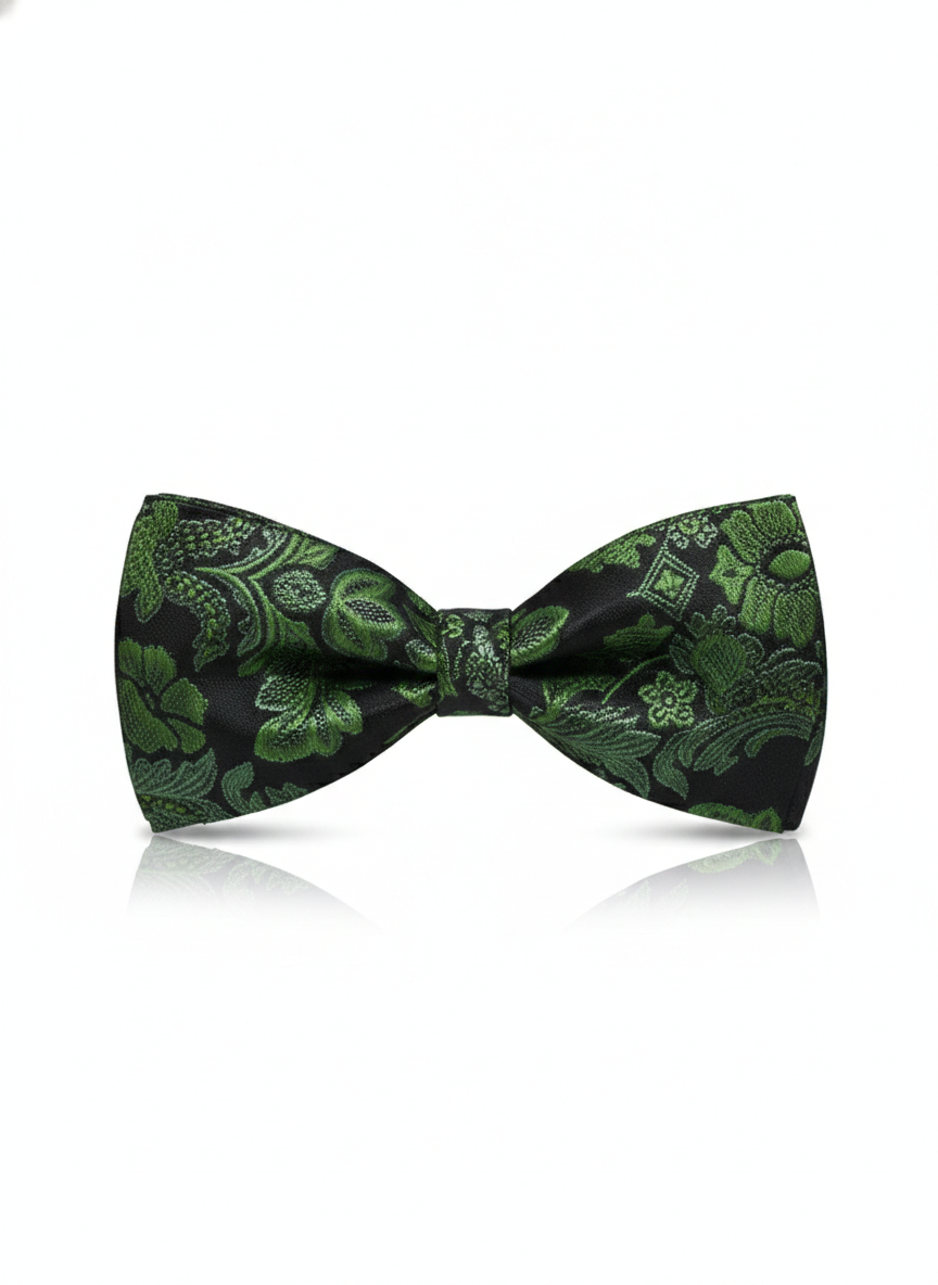The Verdant Noir: Emerald Bloom Statement Bow Tie