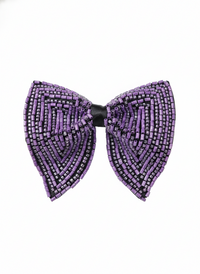 Hand-Beaded Metallic & Amethyst Crystal Bow Tie view 1