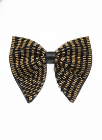 Black & Gold Scattered Embroidered Bow Tie view 1