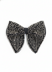 Men's Black Hand-Embroidered Metallic Beaded Bow Tie view 1