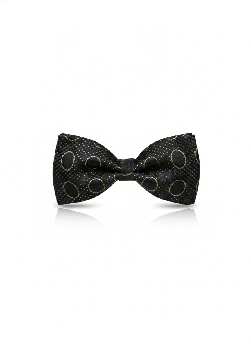 The Midnight Midas: Luxury Black & Gold Filigree Bow Tie