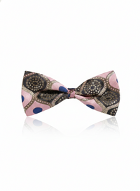 Pink Tie with Black & Golden Accents and Blue Circular Pattern – Designer Party Wear Tie view 1