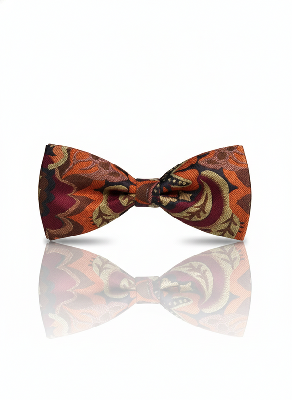 The Crimson Noir: Hand-Embroidered Red & Black Bow Tie