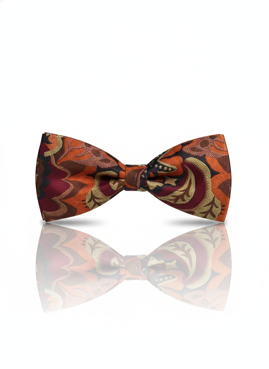 The Crimson Noir: Hand-Embroidered Red & Black Bow Tie