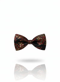 The Midnight Merlot: Maroon & Rose Gold Embroidered Bow Tie view 1