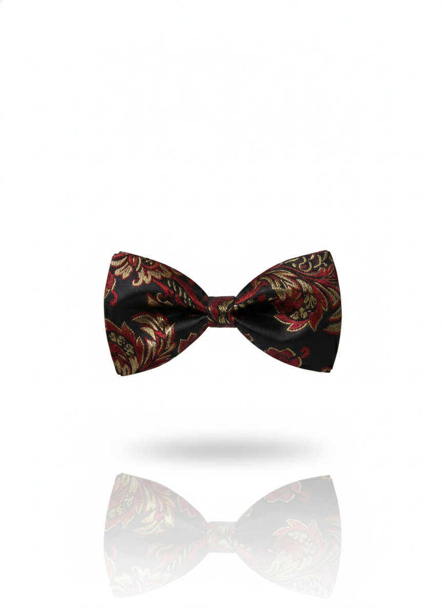 The Midnight Merlot: Maroon & Rose Gold Embroidered Bow Tie