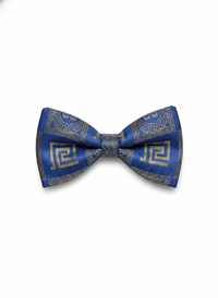 Royal Blue & Gold Patterned Bow Tie – Elegant Formal Accessory view 1