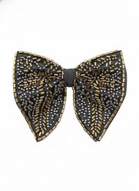 Black & Gold Designer Embroidered Bow Tie view 1