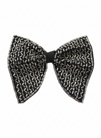Black Metallic Embroidered Hand-Beaded Bow Tie view 1