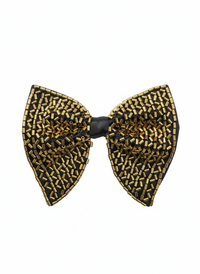 Black & Gold Scatter Hand-Embroidered Beaded Bow Tie view 1