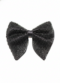 Black Embroidered Beaded Statement Bow Tie view 1