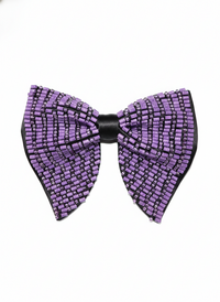 Hand-Beaded Purple Crystal & Metallic Bugle Bow Tie view 1