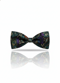 The Emerald Shadow: Hand-Detailed Black & Forest Green Bow Tie view 1