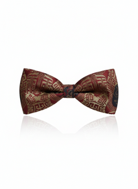 The Crimson Gilded Beau: Dark Red & Rose Gold Bow Tie view 1