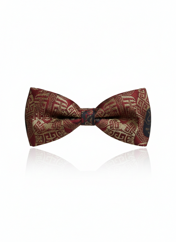 The Crimson Gilded Beau: Dark Red & Rose Gold Bow Tie