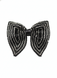Stealth Onyx & Silver Hand-Beaded Bow Tie view 1