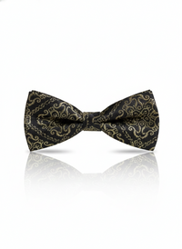 The Sterling Shadow: Metallic Silver & Onyx Bow Tie view 1