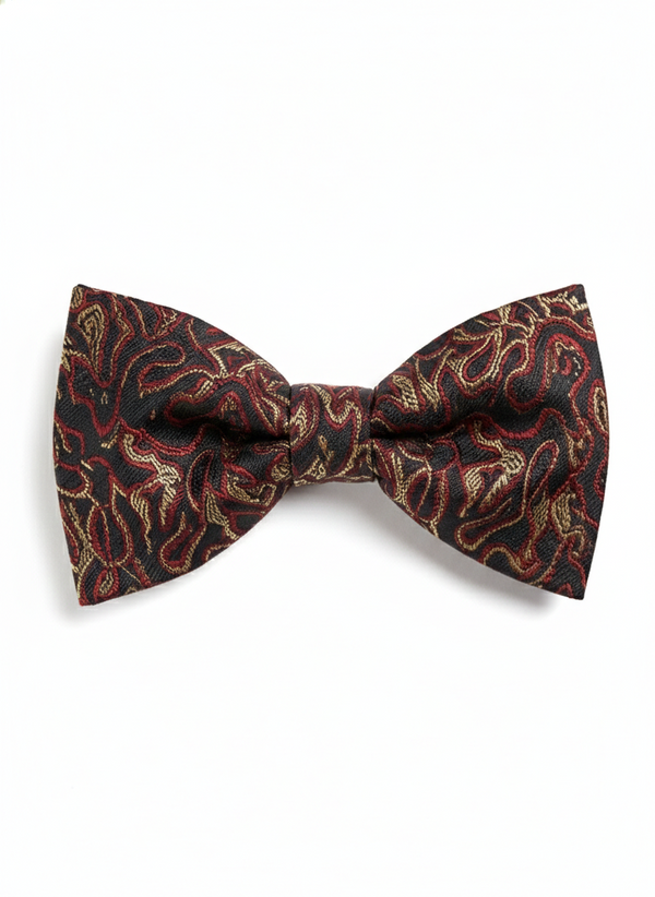 Black & Red Paisley Jacquard Bow Tie – Sophisticated Formal Accessory