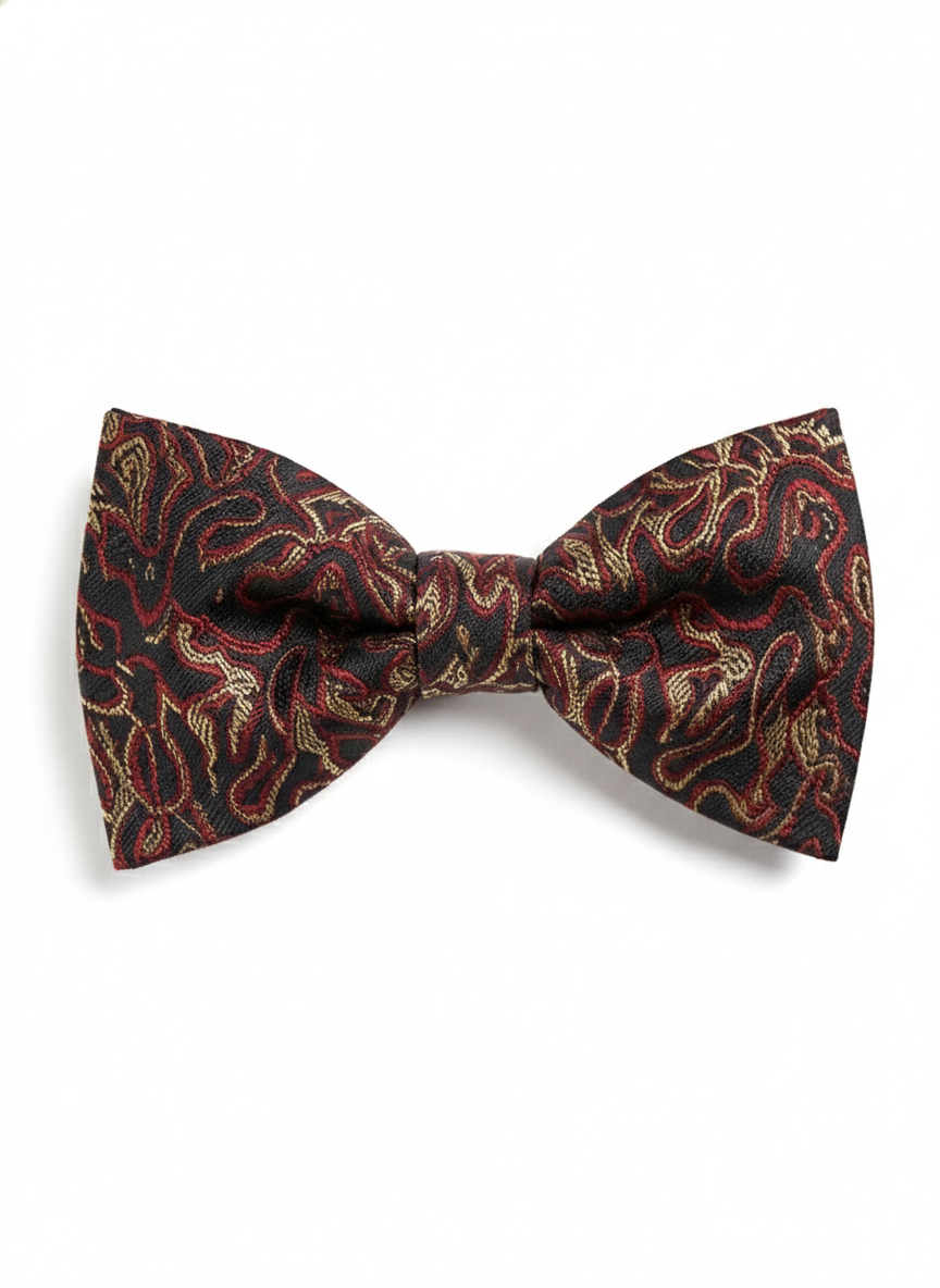 Black & Red Paisley Jacquard Bow Tie – Sophisticated Formal Accessory