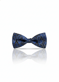 The Obsidian Azure: Midnight Blue Embroidered Bow Tie view 1