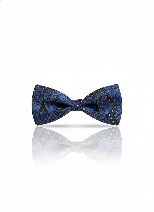 The Obsidian Azure: Midnight Blue Embroidered Bow Tie