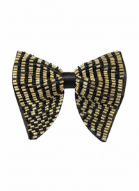 Noir & Gold Art Deco Hand-Beaded Bow Tie view 1