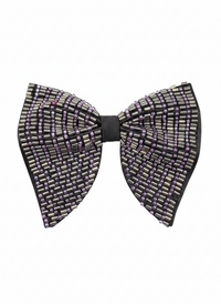 Hand-Beaded Silver & purple metallic Crystal Bow Tie view 1