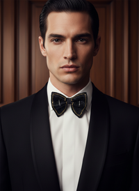 Hand-Embroidered Midnight Black Butterfly Bow Tie view 3