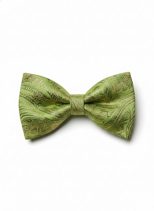 Green Paisley Jacquard Bow Tie – Stylish Formal Accessory