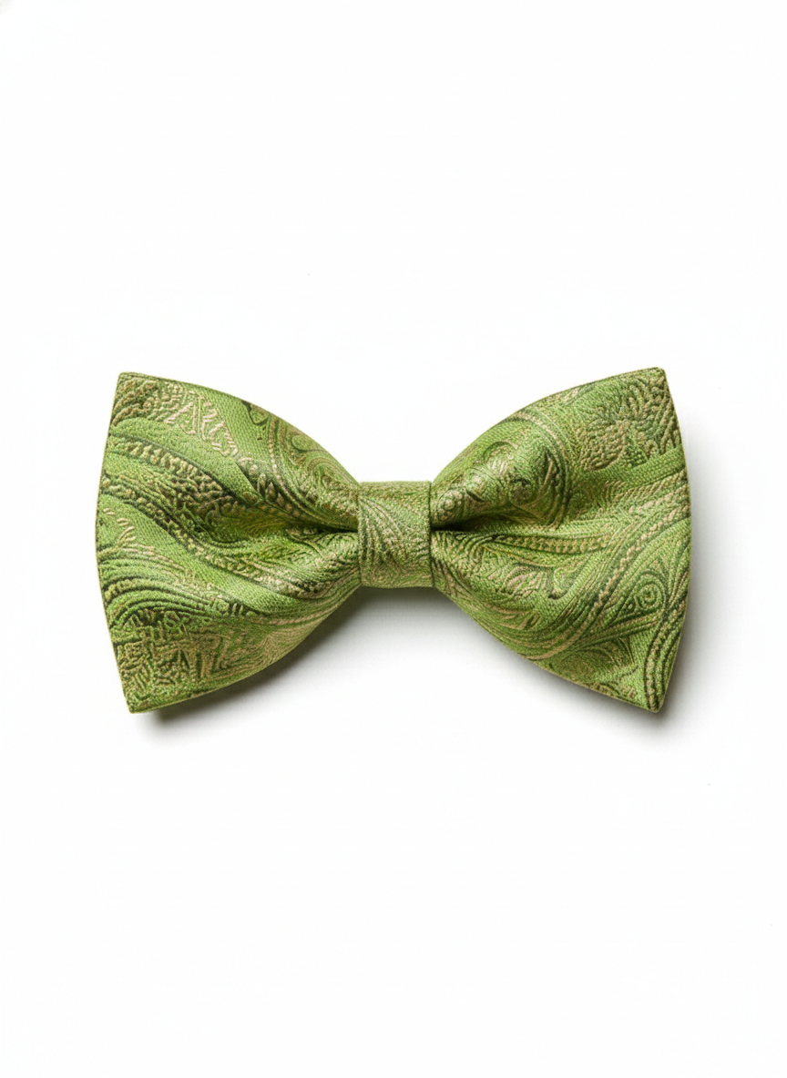 Green Paisley Jacquard Bow Tie – Stylish Formal Accessory