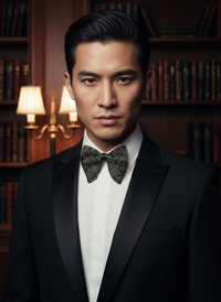 Men’s Black & Gold Beaded Embroidered Bow Tie view 3