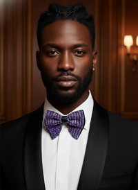 Hand-Beaded Purple Crystal & Metallic Bugle Bow Tie view 3