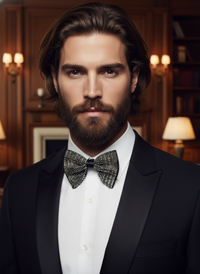 Men's Linear Hand-Embroidered Beaded Bow Tie view 3