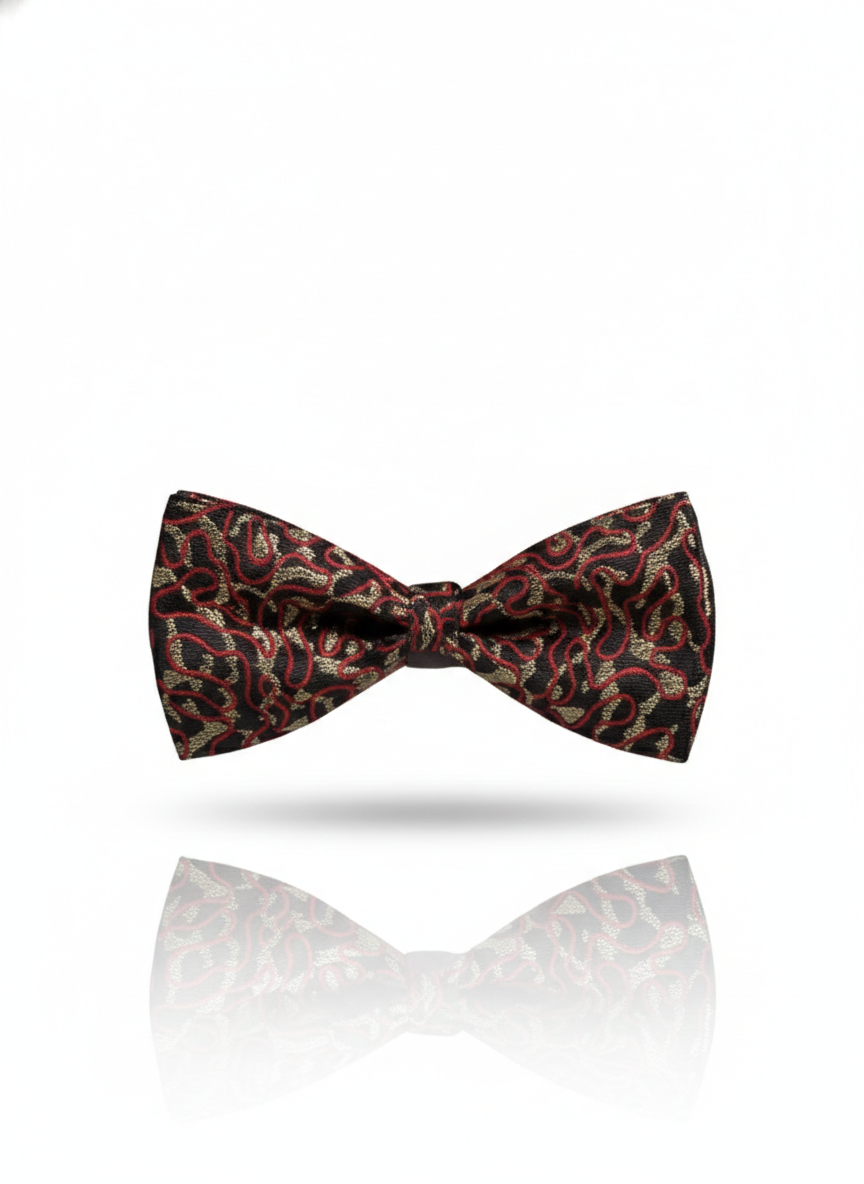 The Regal Monarch: Maroon & Gold Hand-Embellished Bow Tie