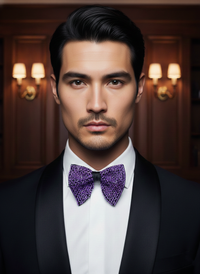 Royal Amethyst Hand-Beaded Textured Bow Tie view 3