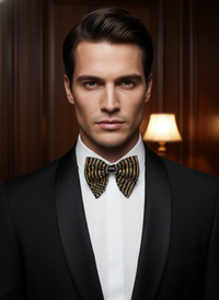 Black & Gold Scattered Embroidered Bow Tie view 2