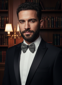 Men’s Black & Silver Beaded Embroidered Bow Tie view 3