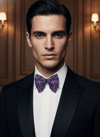 Lavender Purple Beaded Butterfly Bow Tie view 3