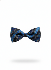 Celestial Sophistication: The Sky Blue & Noir Patterned Bow Tie view 1