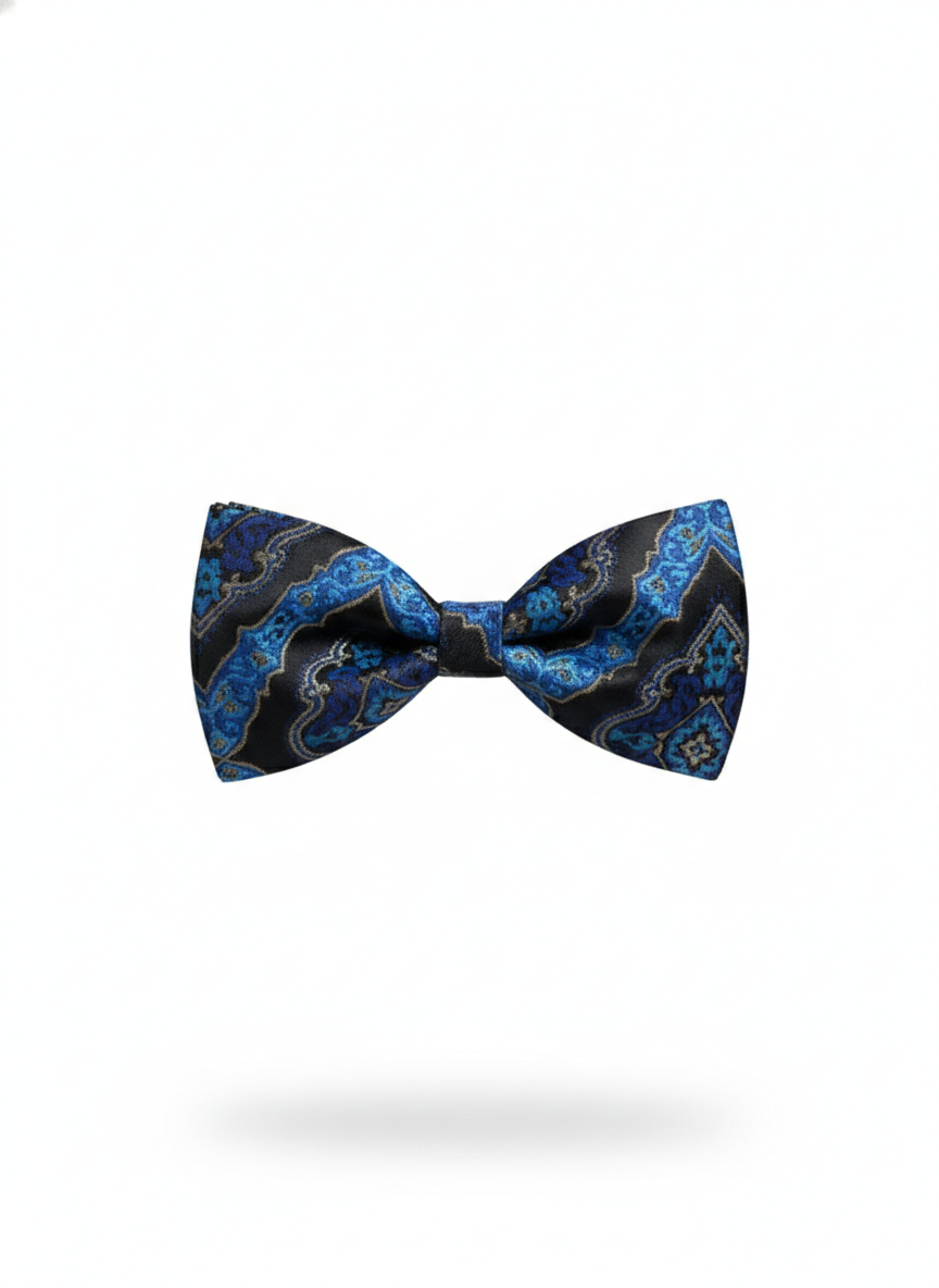 Celestial Sophistication: The Sky Blue & Noir Patterned Bow Tie