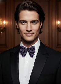 Lavender Medallion Hand-Beaded Luxury Men's Bow Tie view 3
