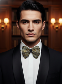 Hand-Embroidered Gold & Silver Butterfly Bow Tie view 3