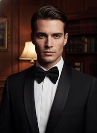 Black Embroidered Beaded Statement Bow Tie view 3