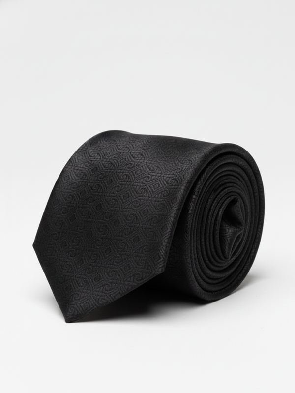Premium Dark Patterned Silk Tie for Men – Classic Formal Necktie