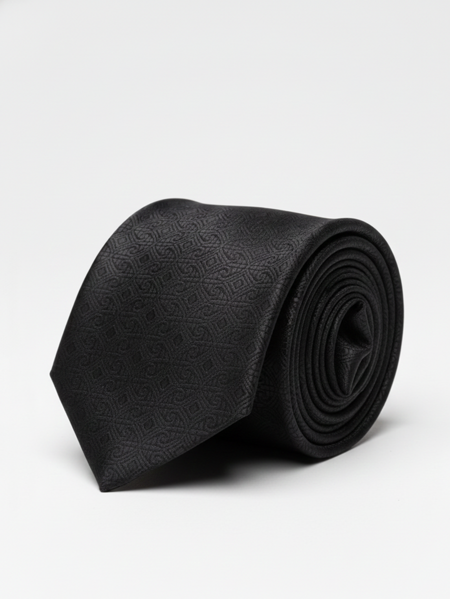 Premium Dark Patterned Silk Tie for Men – Classic Formal Necktie