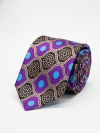 Premium Men’s Silk Tie – Purple Geometric Pattern | Formal & Party Wear view 1